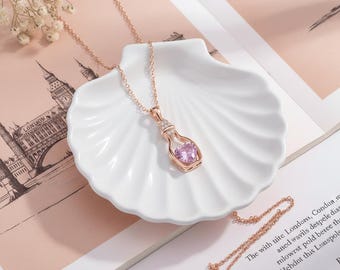 Bottle Necklace For Your Partner, Personalized Pendent With Birthstone In Heart Shaped, Elegant And Unique Pendent For Her, Custom Locket