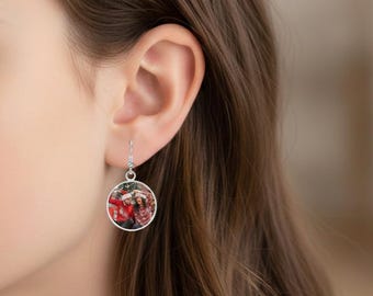 Photo Drop Earrings, Personalized Picture Earrings, Customized Unique Earrings For Her, Memorial Earrings, Custom Photo Jewelry For Women