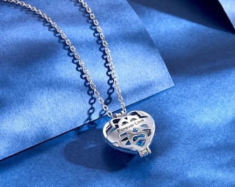Engraved Pendant With Custom Birthstone, Personalized Heart Necklace For Her, Gift For Wife, Customized Birthstone Jewelry With Custom Text