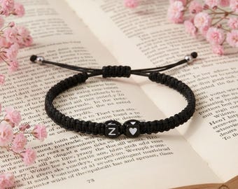 Custom Alphabetic Rope Braided Bracelet | Tiny Heat Bracelet | Couple's Matching Bracelet | Initial Bracelet | Custom Memorial Jewelry