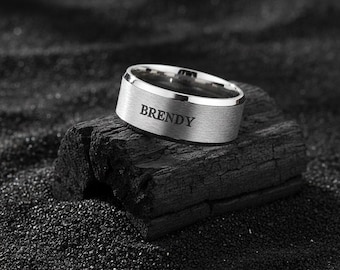 Wedding Band For Men, Customized Name Engraved Ring For Him, Men's Ring With Custom Text, Personalized Engagement Ring For Your Partner