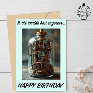 Biglietto d'auguri per ingegnere, biglietto d'auguri regalo stampabile da scaricare, miglior compleanno per ingegnere del mondo