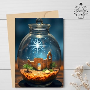 Étoile dans une bouteille art designer carte de voeux cadeau à imprimer carte étoile miracle à télécharger