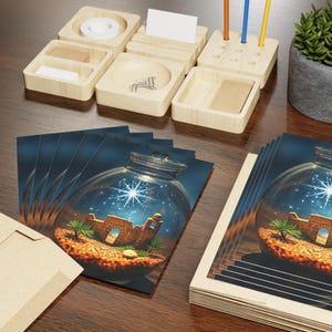 Estrella en una botella, 1 o 10 unidades con sobres, tarjetas de felicitación de terrario de cristal mágico, conjunto único, perfecto para fiestas, regalo artístico