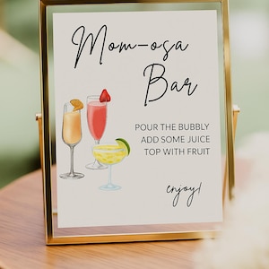 Minimalist Momosa Bar Sign, Modern Mimosa Bar Sign and Tags, baby shower Mimosa Bar Sign Instant Download Baby Bridal Shower
