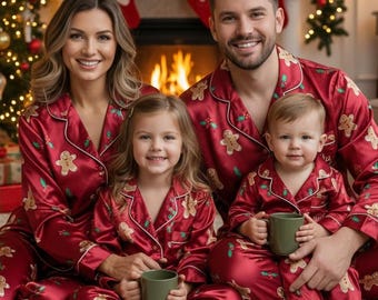 Personalized Family Gingerbread Pajama Set, Gingerbread Cookies Loungewear Set, Family Pajamas, Gingerbread Man Pajamas, Holiday Pajamas
