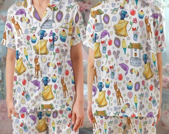 Disney Princess Snow White Pajama Set, Disney Snow White Sleepwear, Snow White & Seven Dwarfs, Disney Girls Trip Loungewear Set, Bambi Pjs