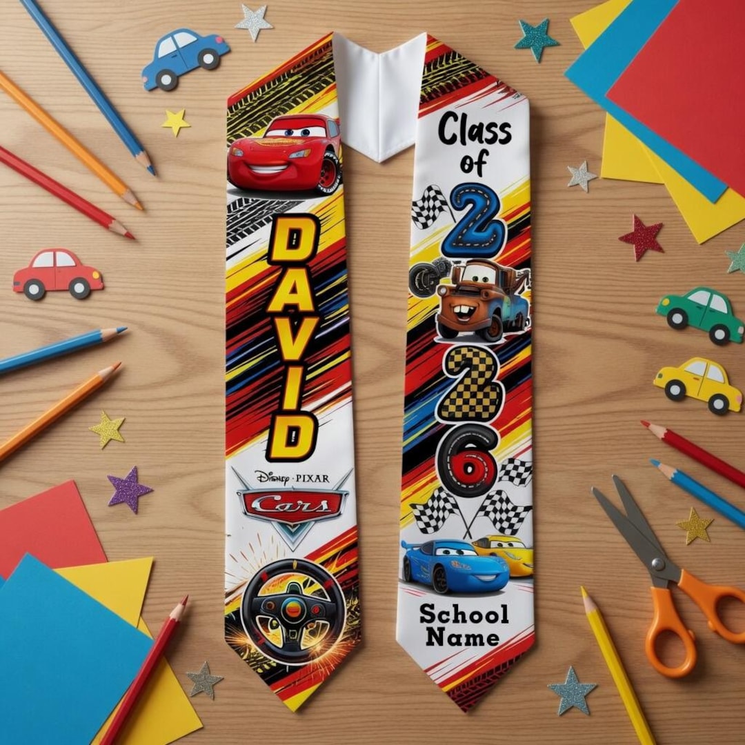 Cars Graduation Lay Disney Pixar Cars Graduation Stole 2026, Lightning Mcqueen Mater Kids ...