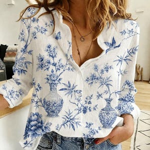 Toile De Jouy Blouse - Etsy