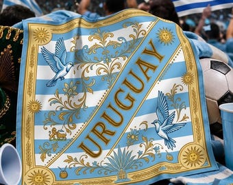 Bufanda personalizada de fútbol de Uruguay, pañuelo para aficionado de Uruguay, bufanda personalizada con nombre del país, accesorio multiusos para el día del partido, regalo para el aficionado de Uruguay