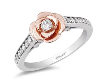 Enchanted Disney Fine Jewelry 925 sterlingzilver 1/5 CTTW Belle-ring verlovingsring beloftering/kerstcadeauring/moissanietring