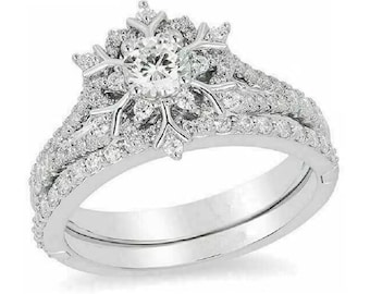 Elsa Snowflake-diamanten bruidsring, 14 kt witgouden afwerking