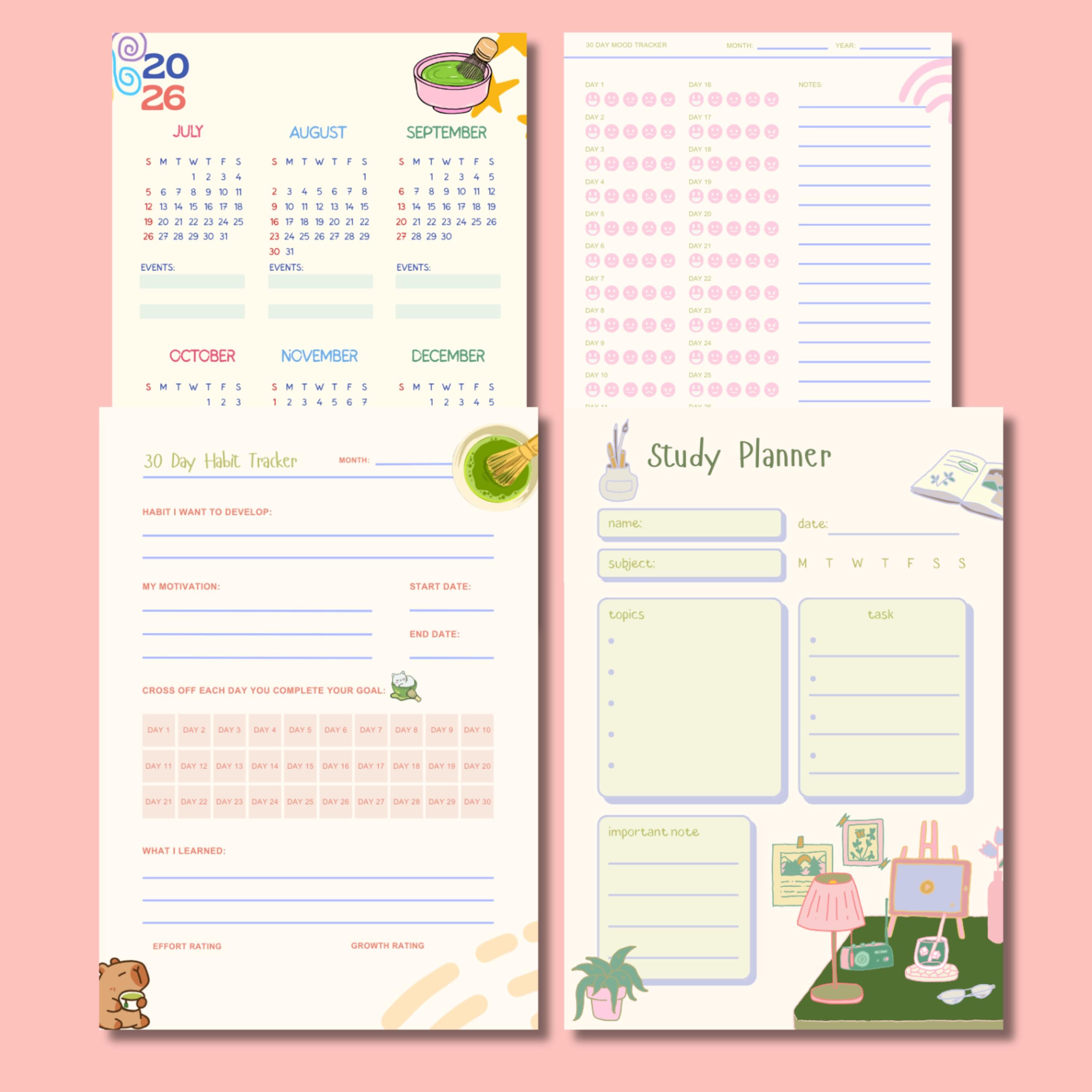 MATCHA Planner: Daily, Weekly, Monthly Calendar Cute Matcha & Whimsical ...