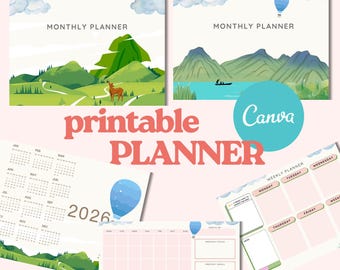 Planificador: Calendario diario, semanal y mensual (plantilla editable de Canva)