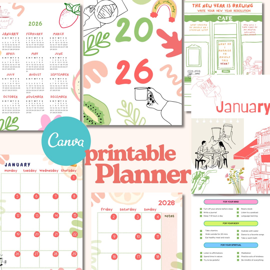 2026 Planner: Daily, Weekly, Monthly Calendar (editable Canva Template ...