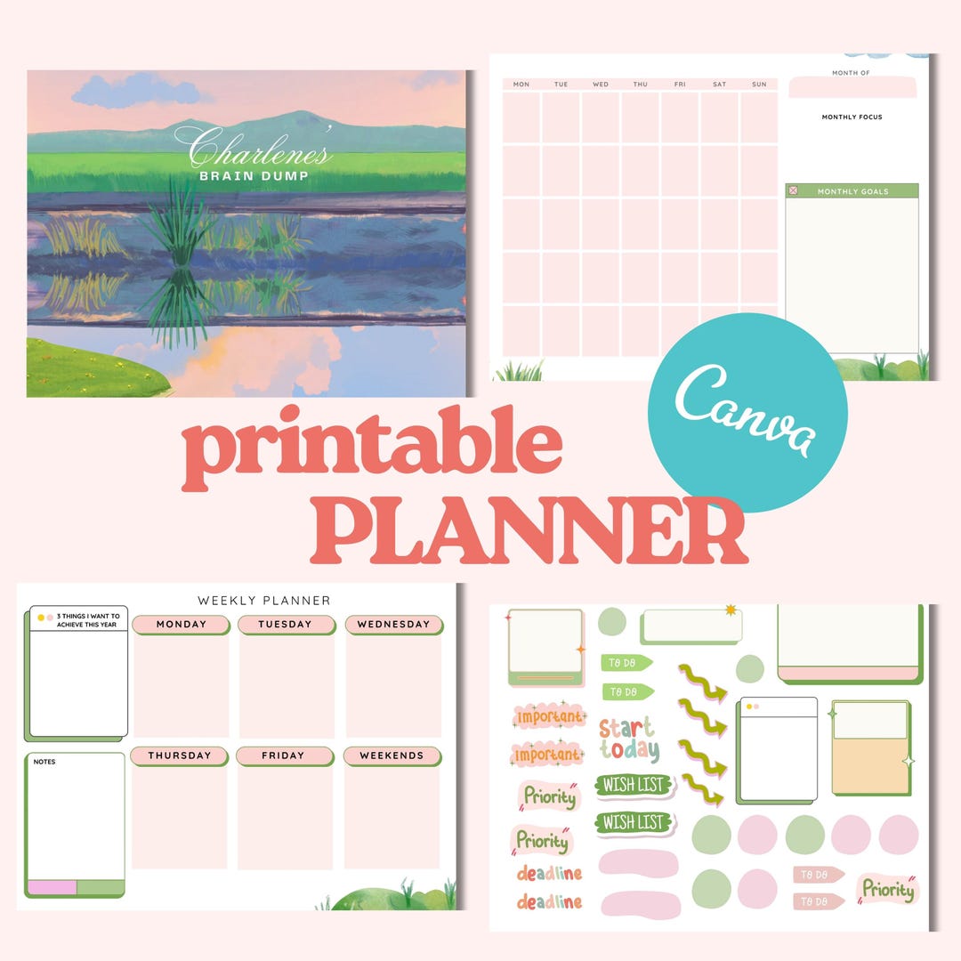 UNDATED Planner: Daily, Weekly, Monthly Calendar (editable Canva ...