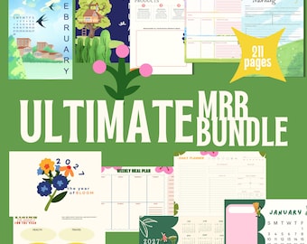 MRR Planner: Daily, Weekly, Monthly Calendar Cute Matcha & Whimsical Planner Bundle | Daily, Weekly, Monthly Printable  Monday Start