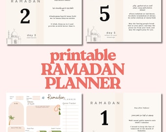 Planificador de Ramadán imprimible / Diario de Ramadán de 31 días / Plantilla Canva + PNG / Planificador islámico digital