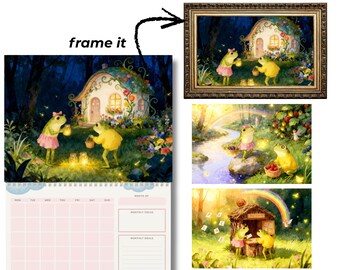 Whimsical Frog Art Calendar UNDATED | Nature Lover Gift