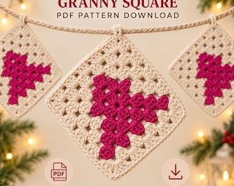Christmas Tree Granny Square Crochet Pattern PDF, Granny Square Tree pattern, Holiday Crochet Motif
