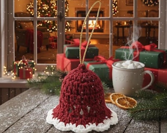 Crochet Christmas Bell ,  Crochet Christmas Ornament , Tree Decoration Gift, , Instant Download pdf pattern