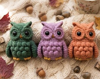 Patrón de juguete de búho a crochet / Patrón de amigurumi de búho y oso a crochet / Juguete de búho de peluche / Patrón de juguete de animal del bosque