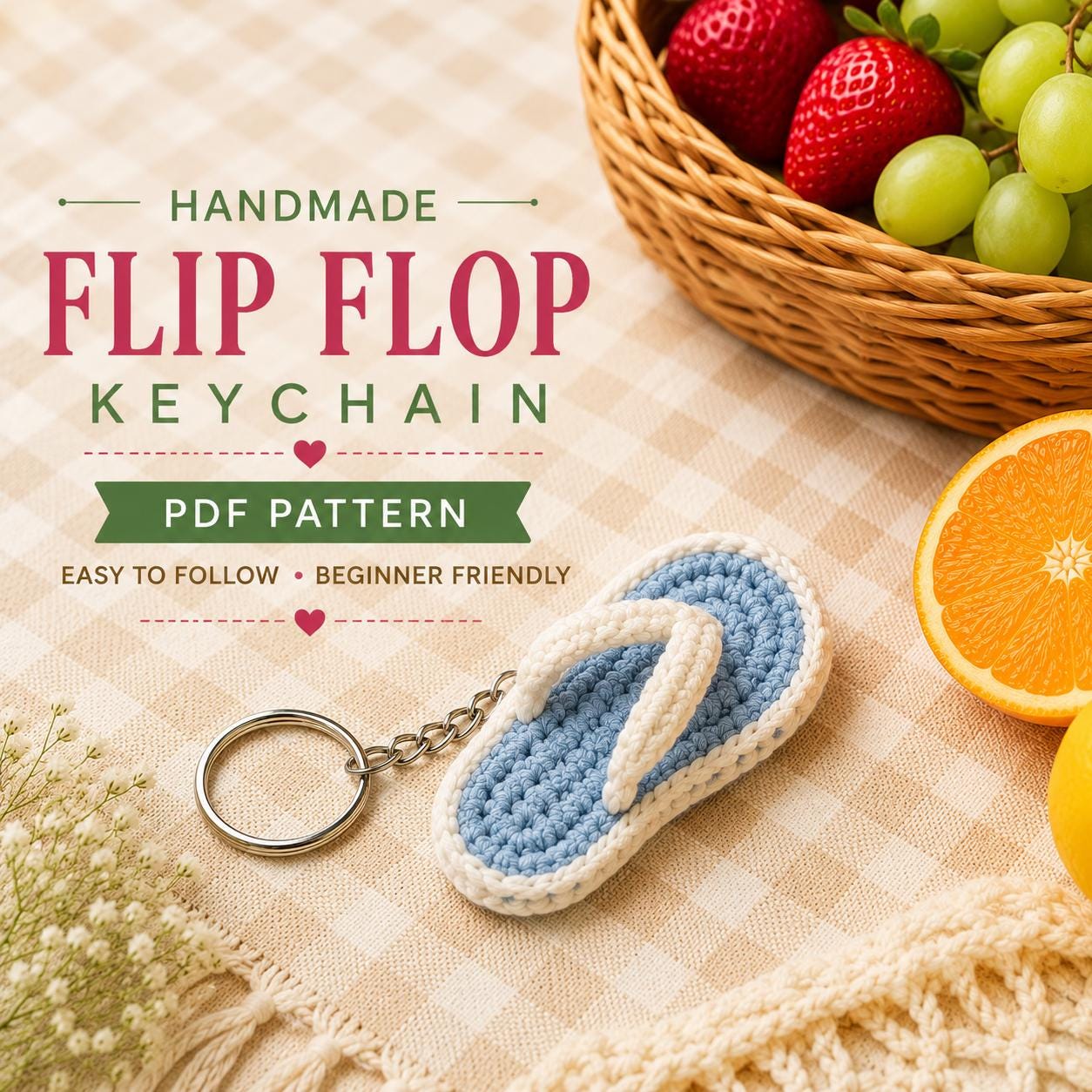 40 Mini Crochet Patterns for Small Makes, Keychains, and Tiny Amigurumi 15 Crochet Flip Flop keychain
