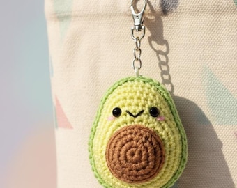 Crochet Avocado Keychain Pattern, Amigurumi Bag Charm (PDF Pattern)