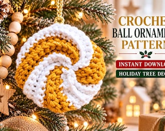 Crochet Christmas Ball Ornament Pattern PDF, Christmas Ornament Pattern, Textured Tree Decoration,