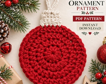 Crochet Bauble Pattern PDF, Christmas Crochet Ornament Pattern, Round Bauble Decoration, Beginner Crochet Pattern, Digital Download
