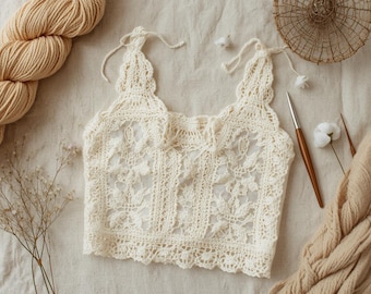 Ethereal Crochet Top Pattern PDF | Lacy Boho Summer Shirt (Digital Download)