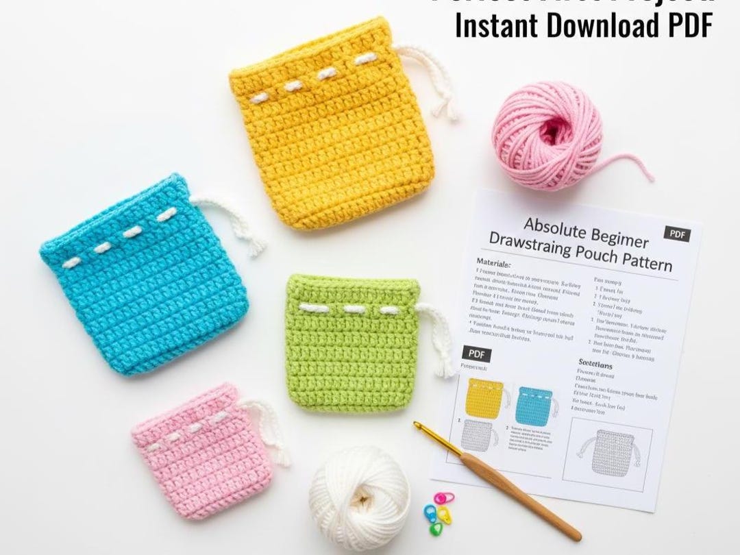 Easy Crochet Drawstring Pouch Pattern, Pouch PDF , Absolute for ...
