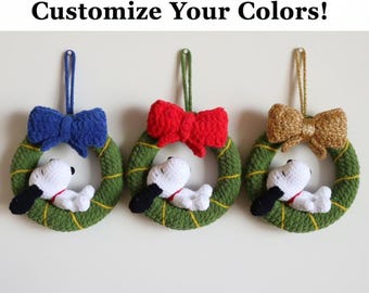 Crochet Dog Christmas Wreath Pattern PDF, Amigurumi Xmas Decor,  Holiday Wreath, Festive Door Hanging