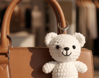 Crochet Bear Keychain Pattern, Amigurumi Teddy, Kawaii Plush (PDF Pattern)