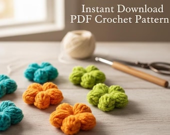 Puff Flower Crochet Pattern PDF , Beginner Pattern, Instant Download