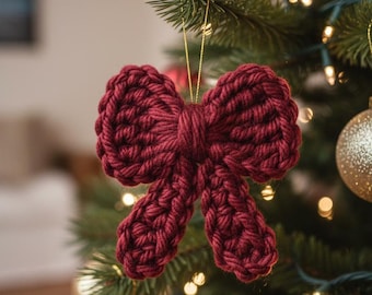 Patrón de lazo de crochet en PDF / Lazo navideño / Fácil para principiantes / Descarga instantánea