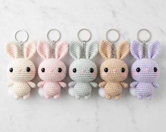 Crochet Bunny Keychain Pattern, Amigurumi Rabbit, Easy DIY (PDF Pattern)