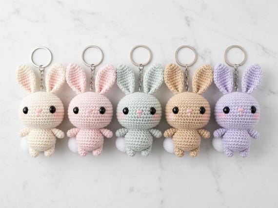 Crochet Bunny Keychain Pattern, Amigurumi Rabbit, Easy DIY (PDF Pattern)