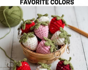 Crochet Strawberry Keychain Pattern PDF,  Beginner Friendly  Pattern, Instant Download