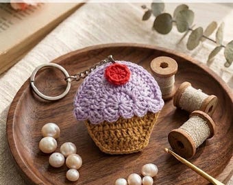 Patrón de helado a crochet, patrón de llavero de helado a crochet en PDF, lindo patrón de llavero de cupcake a crochet, amigurumi apto para principiantes