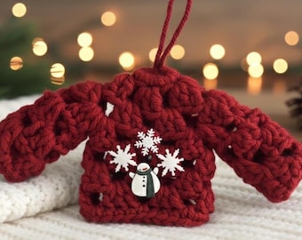 Crochet Mini Sweater Ornament Pattern | Christmas Sweater Ornament Crochet | Christmas Tree Decoration | Amigurumi PDF
