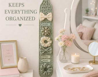 Schema per porta fermaglio per capelli all'uncinetto, schema per organizer per fermagli per capelli all'uncinetto, porta accessori per capelli da appendere, organizer per accessori per capelli all'uncinetto