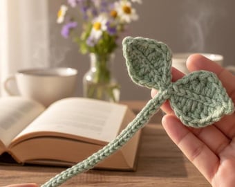 Crochet Bookmark-Sprout Leaf Bookmark  Pattern – Easy Beginner Book  Gift –  Plant Bookmark PDF