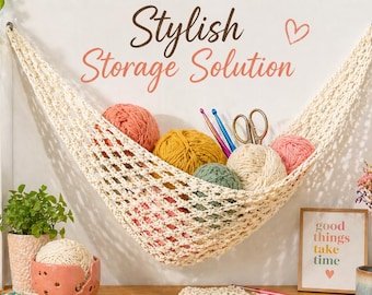 Patrón de hamaca de pared a crochet, hamaca colgante de juguete a crochet, red de almacenamiento para decoración de guardería, hamaca de malla a crochet para principiantes