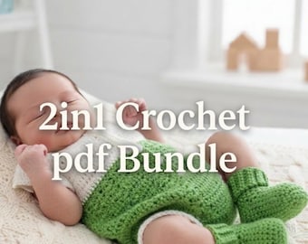 Crochet Baby Romper Pattern PDF | Baby Romper & Socks Crochet Pattern | 2in1 Crochet Baby Bundle | Newborn Baby Outfit Pattern