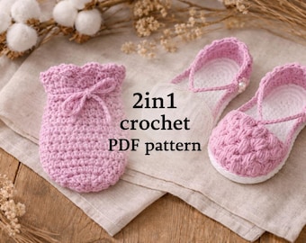 Crochet Baby Mittens & Booties Pattern  | 2in1 Crochet Baby Set Pattern | Newborn Baby Mittens and Booties | Easy Crochet Baby Gift