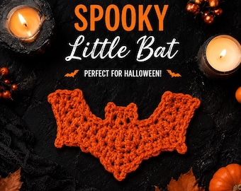 Patrón de aplique de murciélago a crochet en PDF, patrón de crochet de Halloween, motivo de Halloween, decoración espeluznante, descarga digital para principiantes