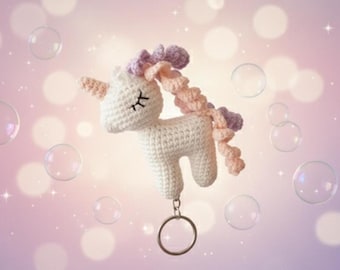 Unicorn Keychain Crochet Pattern, Beginner Amigurumi PDF (Digital Download)