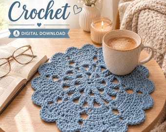 Crochet Doily pattern,  Crrochet Heart Doily Pattern PDF, Round Lace Table Mat, Valentine Home Decor Digital Download