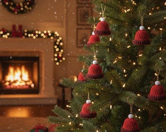 Mini Santa Hat Crochet Pattern PDF, Christmas Crochet Ornament, Amigurumi Santa Hat